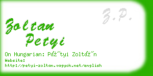 zoltan petyi business card